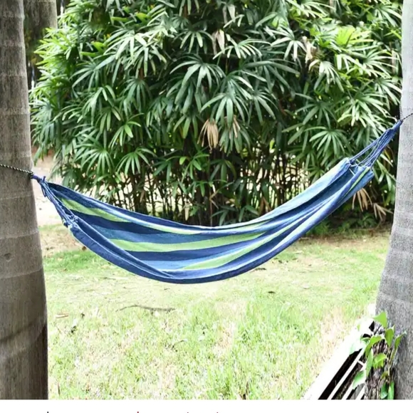 HOMESMART Indoor Outdoor Colorful Striped Canvas Camping Hammock-Blue (72.83"x31 - Picture 9 of 9